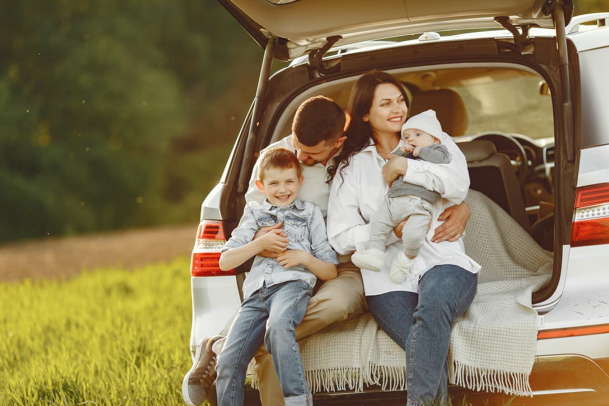 Family banner with packages