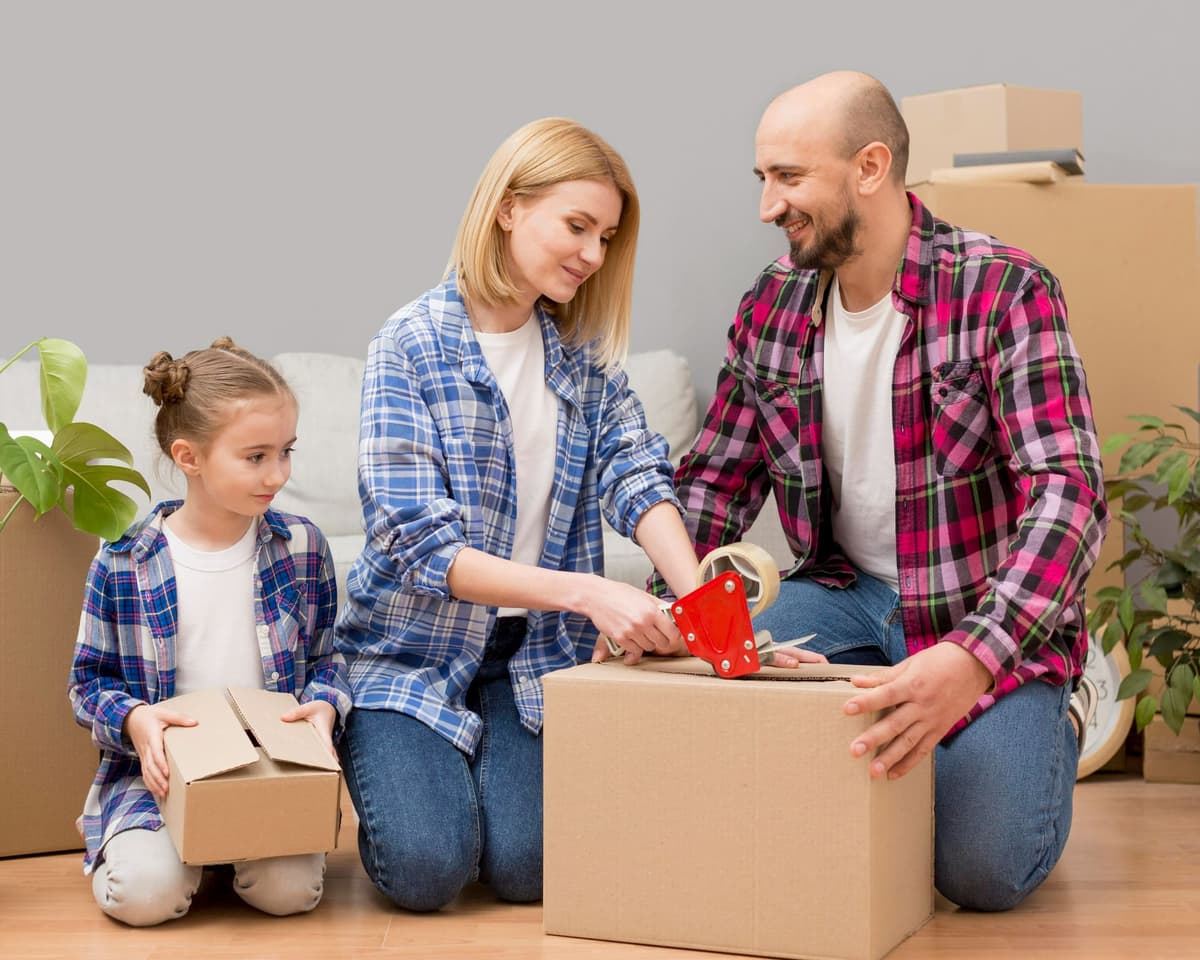 Family banner with packages